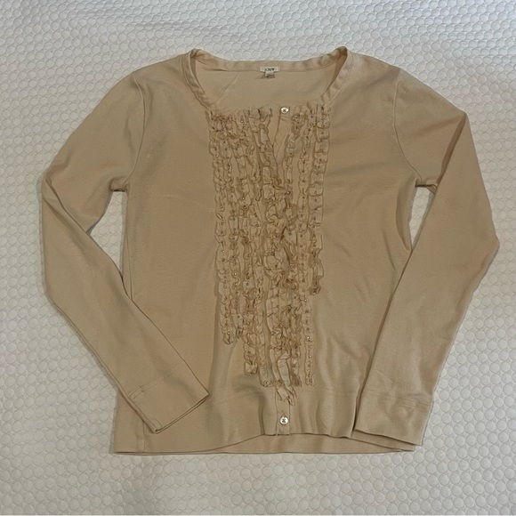 J. Crew. Sz Small. 100% cotton cardigan. Silk/cotton blend ruffles - Picture 14 of 14